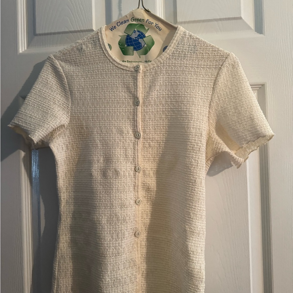 Rag & Bone Ivory Knit Short Sleeve Top